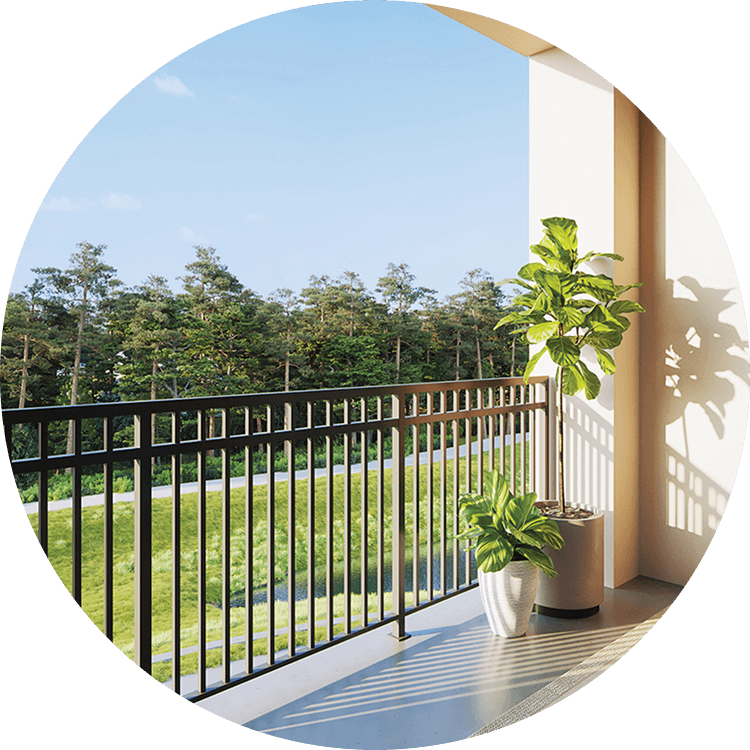 Balcony and patio at a senior living community