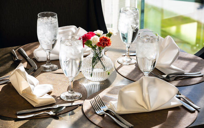 A Set Dinner Table At Searstone Retirement Community