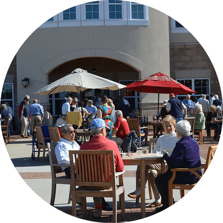 Seniors outdoors at a senior living event