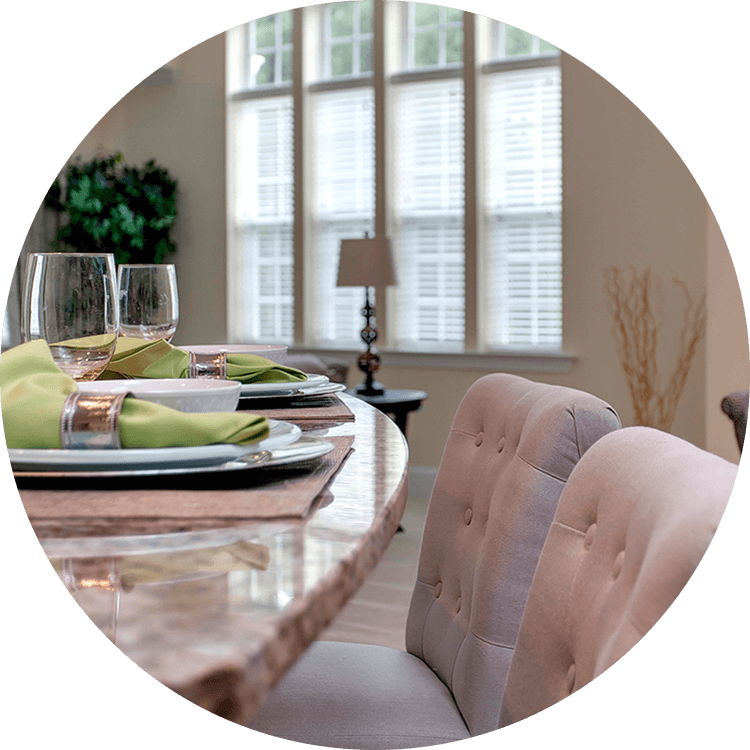 Dining space in a senior living home