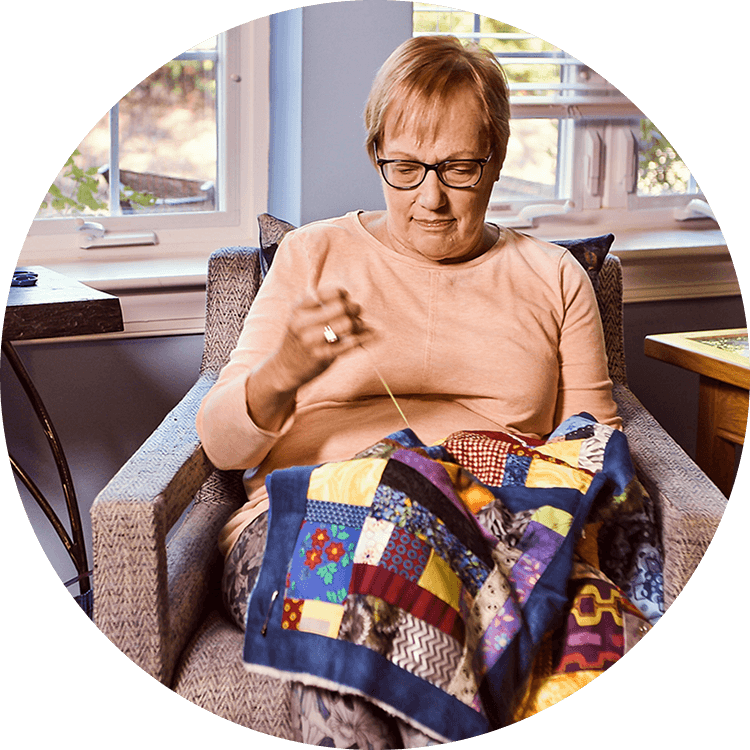 Senior woman quilting