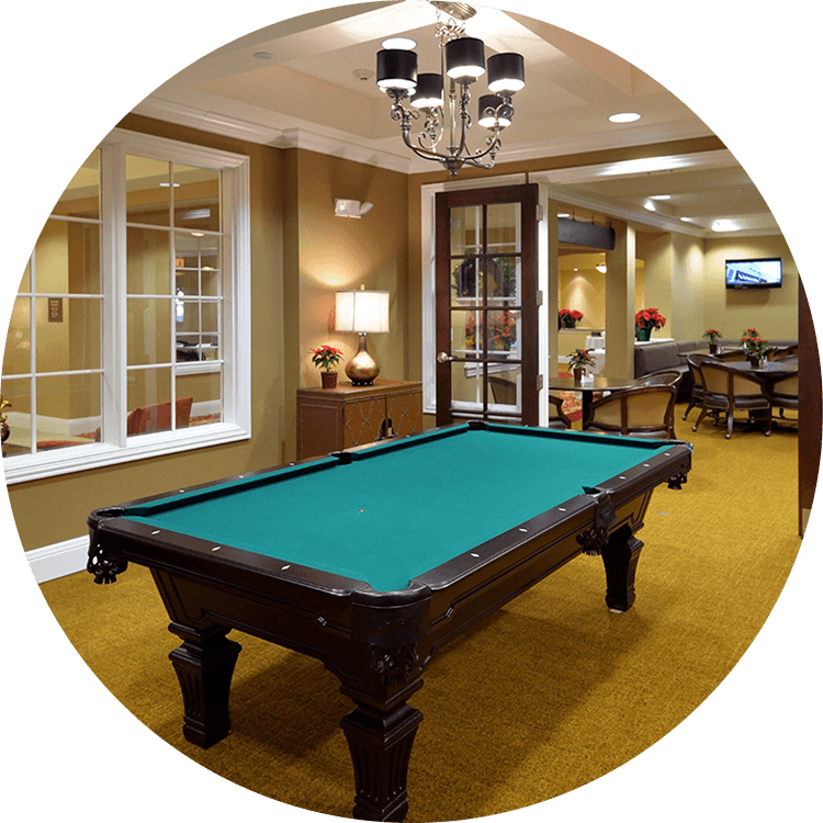 Billiards table at a senior living community